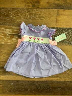 Tulips Smocked Dress 2T Purple Spring Boutique Dress NWT